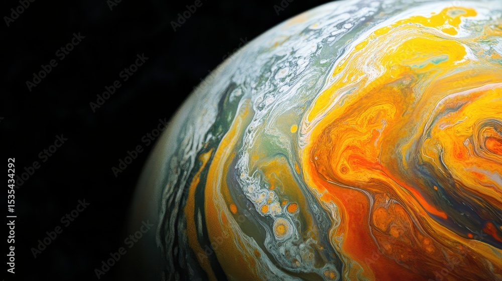 Poster simulated exoplanet weather patterns with extreme color variations