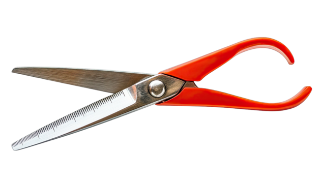 Red-handled metal shears