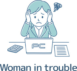 パソコン作業で困っている女性
Woman having trouble working on a computer