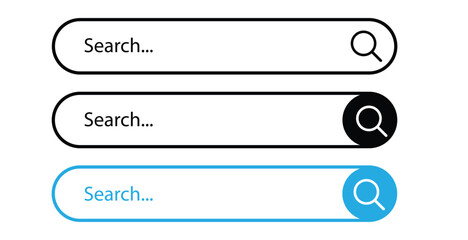 Obraz premium “Blue and Black Search Box Design – Modern Vector UI Element for Website and App Interface on White Background”