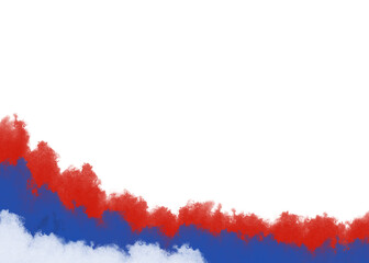 Red grunge paint splashes form a textured border on a white background, resembling a national flag design