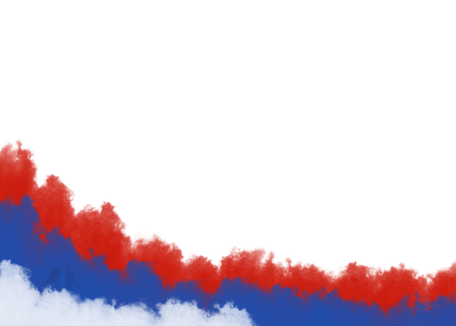 Red grunge paint splashes form a textured border on a white background, resembling a national flag design