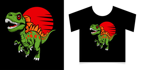 Tshirt design print concept. Vintage typography t-shirt graphics with trex, vector set © Griyolabs