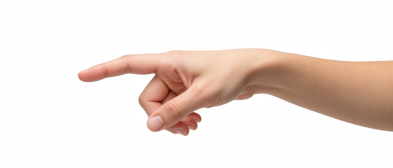 Hand pointing forward, showcasing well manicured finger. gesture conveys direction and intention, emphasizing communication and interaction