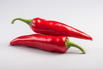 Two red chili on a white background