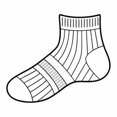 Ribbed Ankle Socks for Boys Vector Mockup Template Technical Line Drawing for Apparel Design