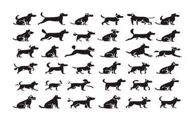 Fototapeta premium Dog Barking Black & White Silhouette Vector Illustration 