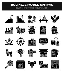 Professional Business Model Canvas Icon Set for Strategic Planning