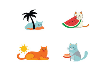 Tropical Cats Enjoying Summer Treats