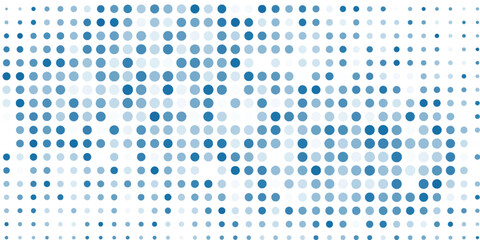 Vector abstract blue background frame of geometric shapes. Circular ornament. Pattern of dots, particles, modern arts