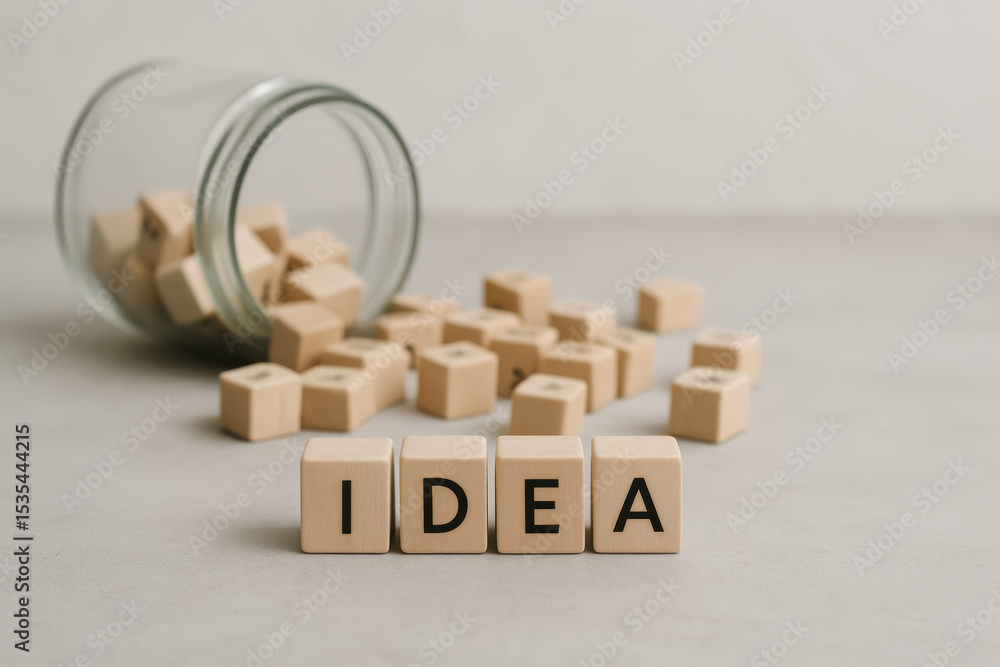 Aufkleber creativity and innovation emerge from scattered elements symbolizing the generation and development 