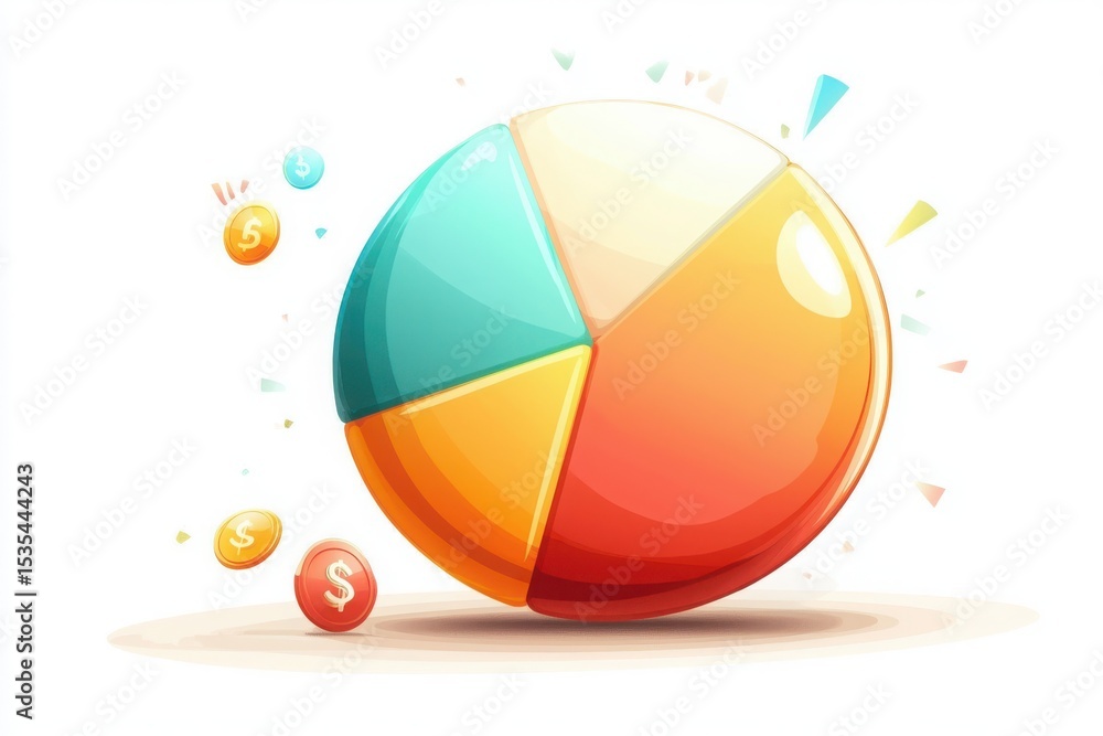 Poster dynamic business pie chart visualization corporate setting graphic design colorful environment top-d