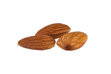 almonds on transparent background, three almond nut isolated on white background. png image