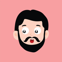 Emoticon avatar of a man with a mustache and a beard. man expression face	
