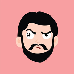 Emoticon avatar of a man with a mustache and a beard. man expression face	
