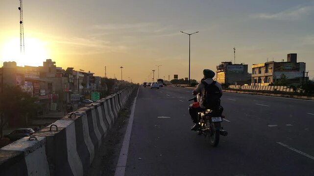 4K Video of Running Highway India , Punjab. different type of vehicle running.