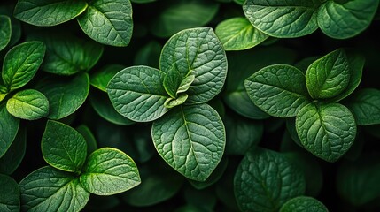 Lush Green Plant Leaves, Close-Up for Natural Beauty and Botanical Photography --