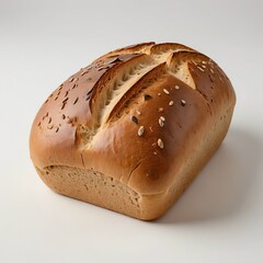 A big fatty bread with sesame seeds in white background 