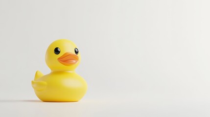 Classic yellow rubber duck with a shiny finish positioned on a smooth surface, perfect for playful moments or enhancing decor
