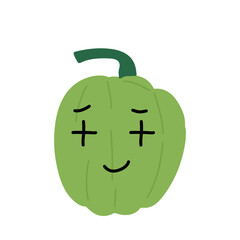  Kawaii pepper cartoon character. Kawaii cartoon pepper set. Funny fruit characters with smiling faces, hearts and sparkles. Cute and simple doodle style drawing