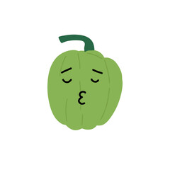  Kawaii pepper cartoon character. Kawaii cartoon pepper set. Funny fruit characters with smiling faces, hearts and sparkles. Cute and simple doodle style drawing