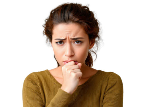 Anxious Expression: A close-up shot of a person, their face etched with worry, highlighting the intensity of fear through a concentrated gaze and tense posture. 