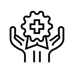 Quality medical standards line black icon. Sign for web page, mobile app,