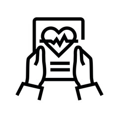 remote medical monitoring line black icon. Sign for web page, mobile app,