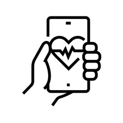 eHealth line black icon. Sign for web page, mobile app,