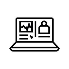 Electronic medical records line black icon. Sign for web page, mobile app,