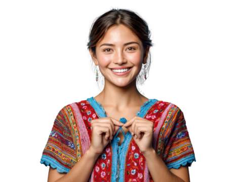 Radiant Smile: A portrait of a beautiful woman exuding warmth and happiness, framed from a medium shot, the image showcases her stunning eyes and infectious smile against a clean background.