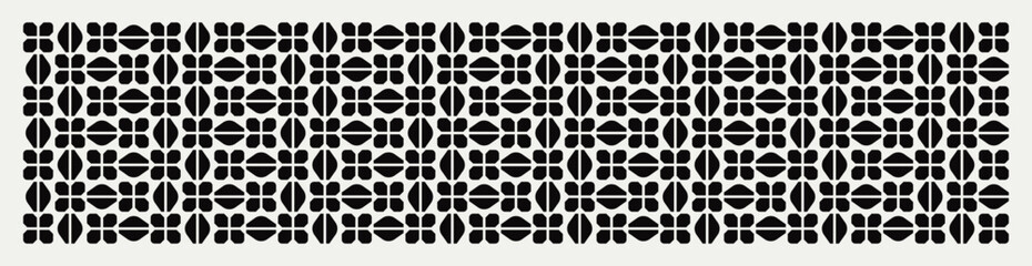 Seamless black and white mid century modern geometric pattern for banners, backgrounds, fabric design, home decor.	
