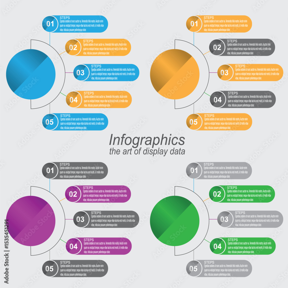 Fototapete collection infographic template for modern data visualization and ranking and statistics.