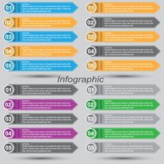 Collection infographics with steps and options, banner  for  business design and website template.