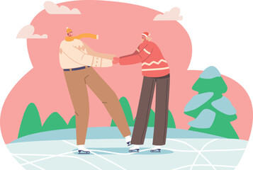 Couple having fun on rink