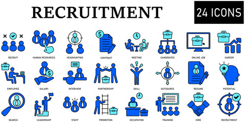 Set of recruitment Icons or symbols Vector fully editable file.