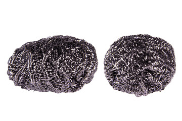 stainless steel wool dishwashing on white background, transparent background. png image