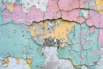 Peeled Paint on Urban Concrete Wall with Graffiti