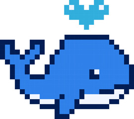 pixel vector illustration of whale