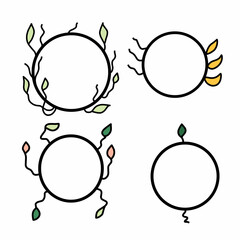 Hand Drawn Botanical Circle Frame Set