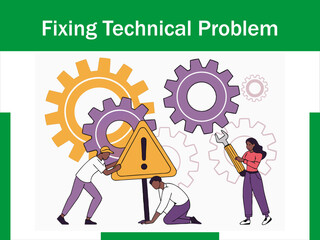 Business Team Fixing Technical Problem Animation