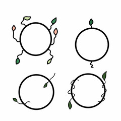Hand Drawn Botanical Circle Frame Set