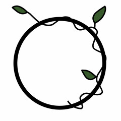 Hand Drawn Botanical Circle Frame