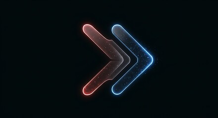 Fototapeta premium Neon Double Arrow: Digital Art, Red & Blue Glow