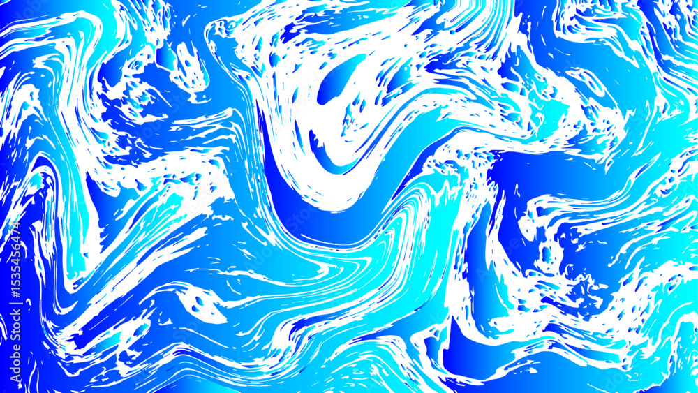 Poster Abstract vivid background with dynamic fluid swirls and marble-like textures in various shades of blue and cyan. Irregular, flowing patterns that mimic water currents or ink. Deep royal blue to bright