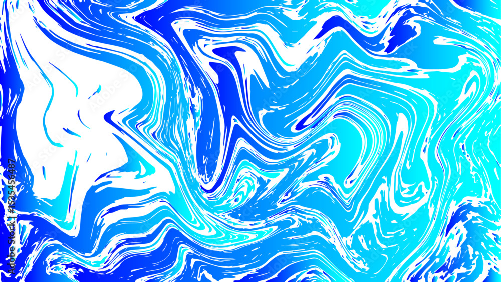 Aufkleber Abstract vivid background with dynamic fluid swirls and marble-like textures in various shades of blue and cyan. Irregular, flowing patterns that mimic water currents or ink. Deep royal blue to bright