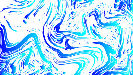 Abstract vivid background with dynamic fluid swirls and marble-like textures in various shades of blue and cyan. Irregular, flowing patterns that mimic water currents or ink. Deep royal blue to bright