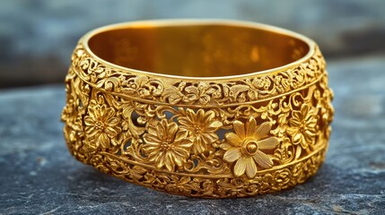Royal Gold Cuff with Intricate Detailing