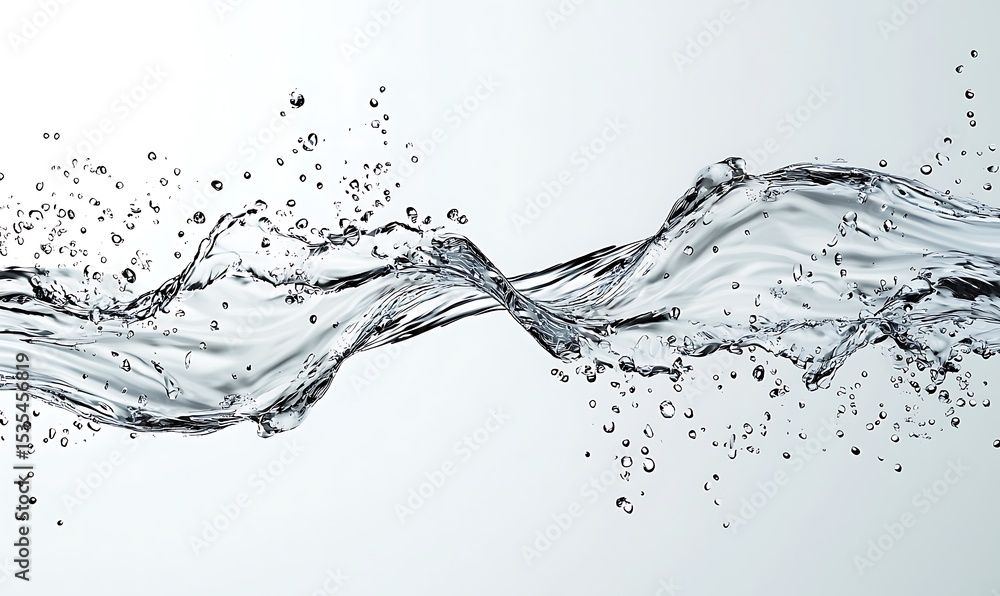 Poster captivating water splash with droplets against a soft background for creative projects or advertisem