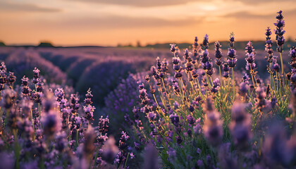 lavender field at sunset